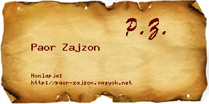 Paor Zajzon névjegykártya